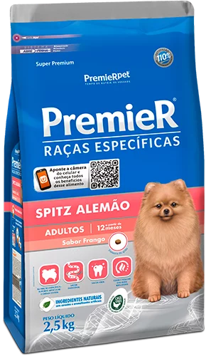 Premier Cães Raças Específicas Spitz Alemão Adulto Sabor Frango 1kg