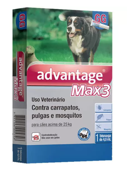 Antipulgas Advantage Max3 GG para Cães Acima de 25 Kg - 1 Bisnaga