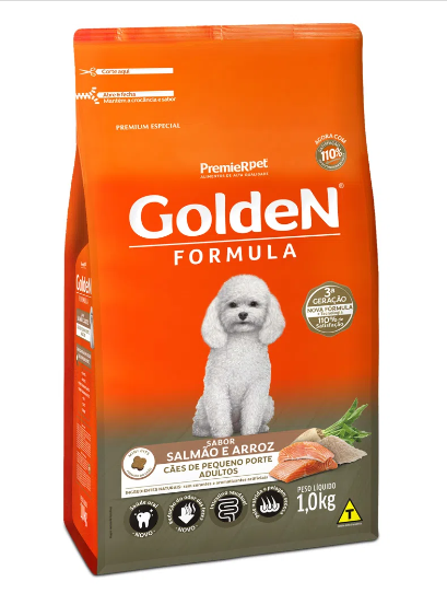 Ração Golden Fórmula Cães Adultos Raças Pequenas Salmão e Arroz - 1 kg