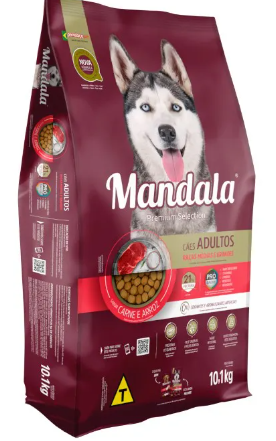 Ração Mandala Cão Adulto Raças Médias e Grandes Carne e Arroz 20kg