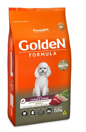 Ração Golden Formula Cães Adultos Raças Pequenas Carne e Arroz Mini Bits 15 kg