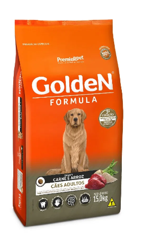 Ração Golden Fórmula Cães Adultos Carne e Arroz 15 kg