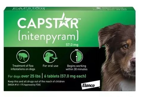 Antipulgas Elanco Capstar 57 mg para Cães acima de 11,4 Kg 