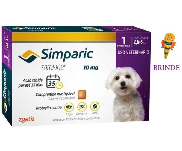 Antipulgas Simparic 10 mg para Cães 2,6 a 5 Kg