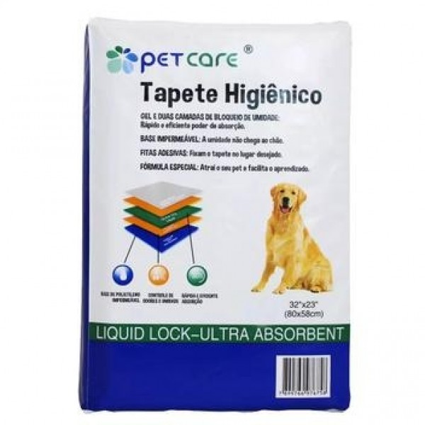 Tapete Higiênico para cachorro PetCare 80 x 58cm - 30 unidades
