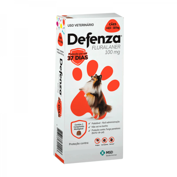 Defenza® Antipulgas e Carrapatos 100mg para Cães de 4,5 a 10 Kg Dose Única