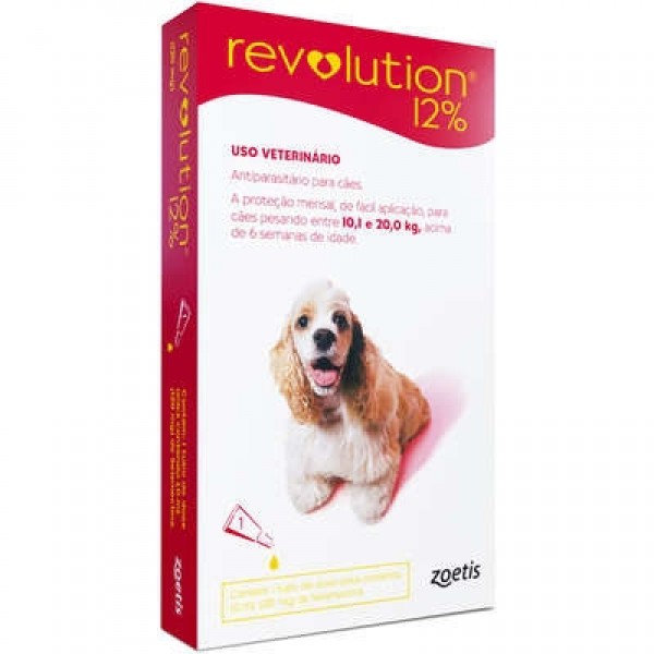 Antipulgas e Carrapatos Zoetis Revolution 12% para Cães de 10 a 20 Kg 120 mg