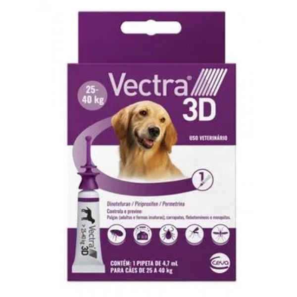 Antipulgas Vectra 3D Cães 25 a 40 kg Ceva 4,7 ml 1 pipeta