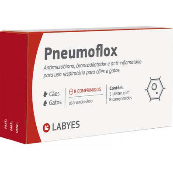 Antibiótico Labyes Pneumoflox para Cães e Gatos 8 comp.