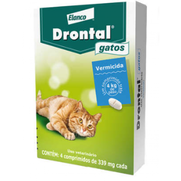 Vermífugo Drontal Gatos 4 Kg - 4 Comprimidos de 339 mg