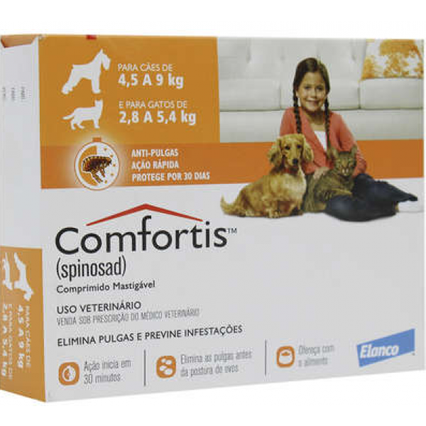 Comfortis para Cães (4,5 a 9 Kg) e Gatos (2,8 a 5,4 Kg) - 270 mg - Antipulgas