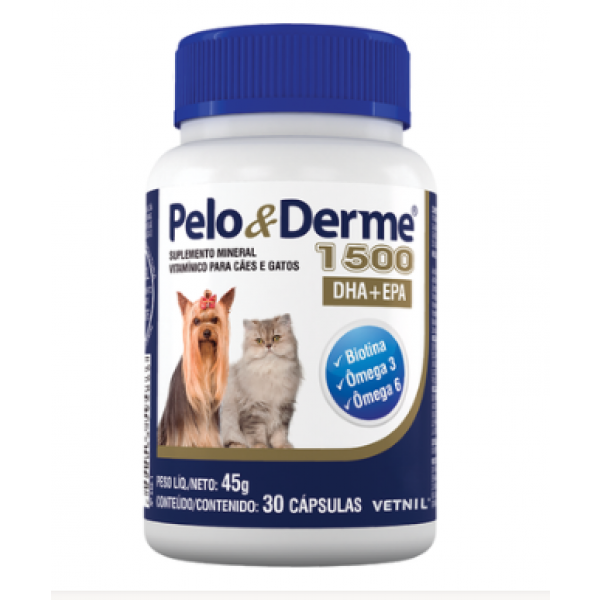 Suplemento Vetnil Pelo & Derme DHA + EPA 1500Mg e 30 Cápsulas 