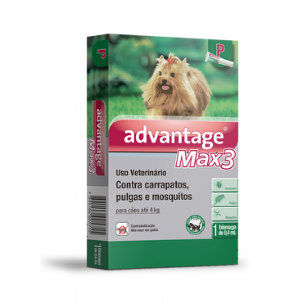 Antipulgas Advantage Max3 P para cães Até 4kg - 1 Bisnaga