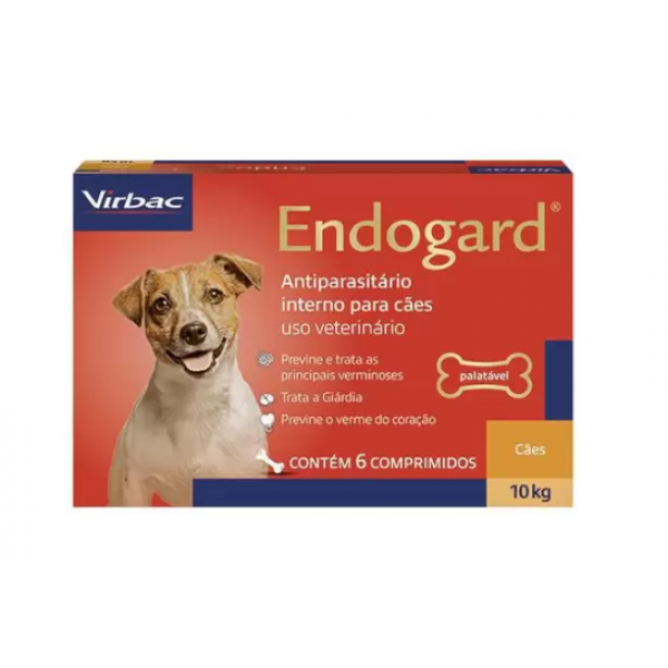 Endogard Vermifugo Cães 10kg - 6 Comprimidos 