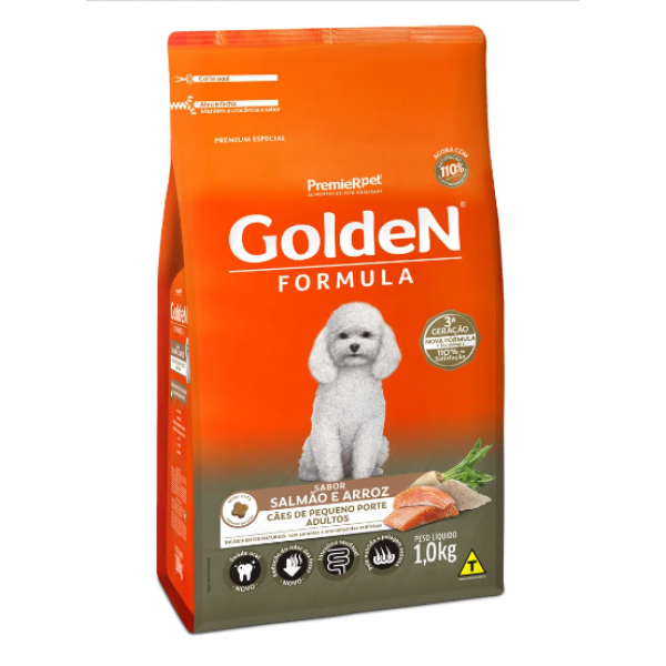 Ração Golden Fórmula Cães Adultos Raças Pequenas Salmão e Arroz - 1 kg