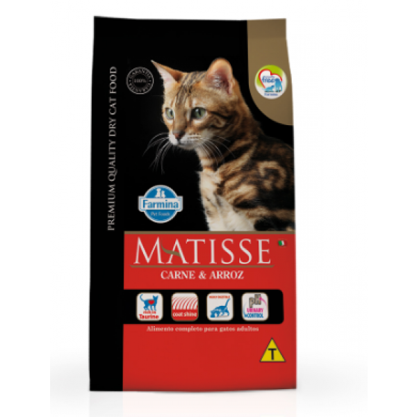 Ração Farmina Matisse para Gatos Adultos Sabor Carne e Arroz 800g