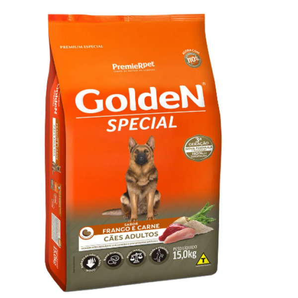 Ração Golden Special para Cães Adultos Frango e Carne 15 kg