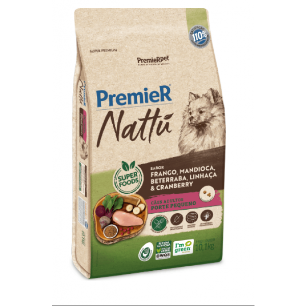 Ração Premier Nattu Cães Adultos Mandioca Pequeno Porte 10,1 kg