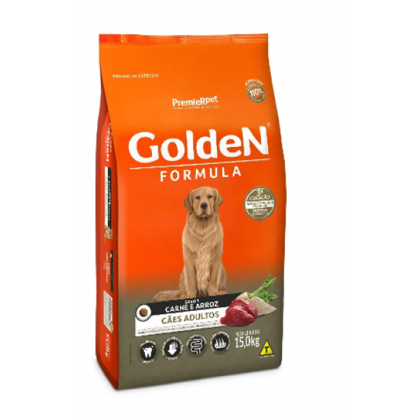 Ração Golden Fórmula Cães Adultos Carne e Arroz 15 kg
