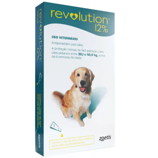 Revolution 12% 2ml para Cães de 20,1Kg a 40kg
