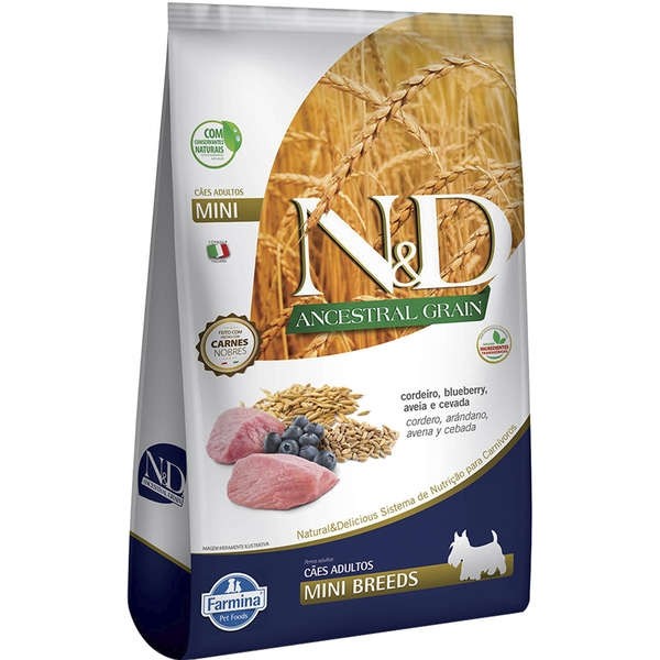 N&D Ancestral Ração para Cães Adultos Raças Pequenas Sabor Cordeiro e Blueberry - 10,1kg