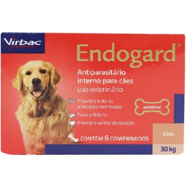 Vermífugo Virbac Endogard para Cães até 30 Kg - 6 Comprimidos