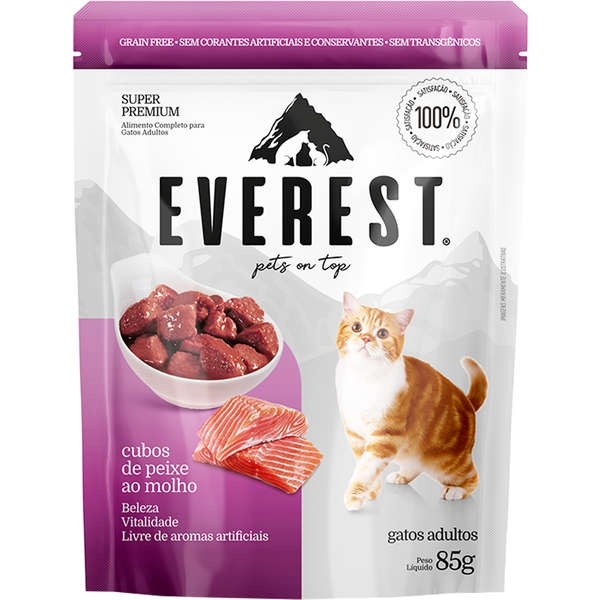 Everest Ração Úmida para Gatos Adultos Sabor Peixe - 85g