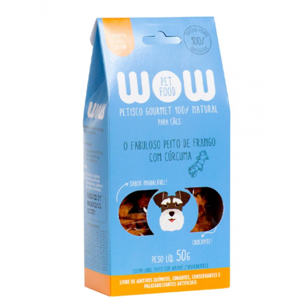 WOW Petisco Natural para Cães Sabor Peito de Frango com Cúrcuma - 50g