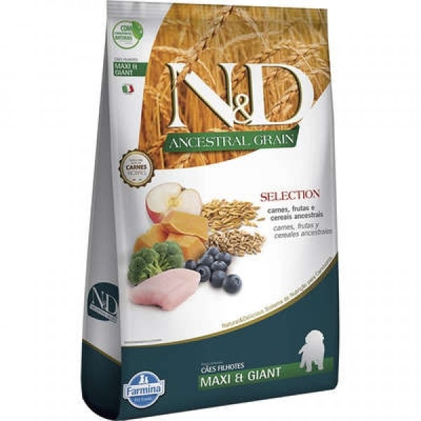 N&D Ancestral Grain Ração para Cães Filhotes Raças Grandes Sabor Carnes e Frutas - 15kg