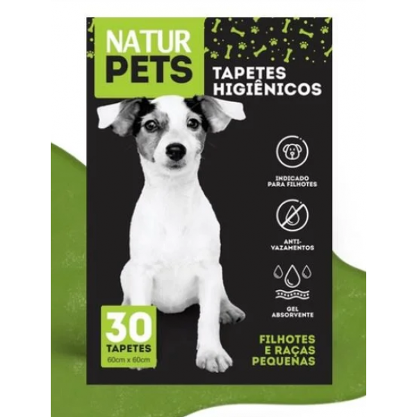 Natur Pets Tapete Higiênico para Cães Filhotes e Raças Pequenas - 30 Un.