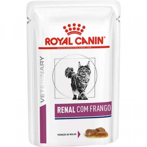 Ração Royal Canin Sachê Feline Veterinary Diet Renal Frango para Gatos com Doença nos Rins - 85 g