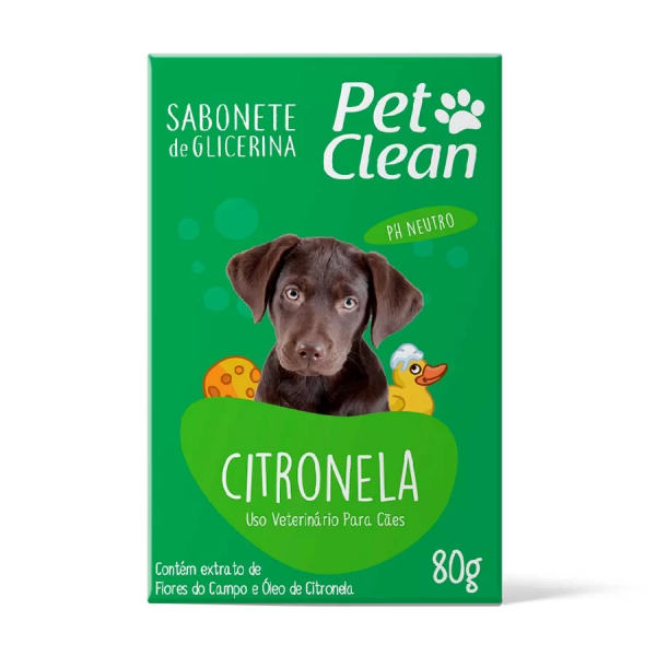 Sabonete Pet Clean Citronela para Cães e Gatos 80g