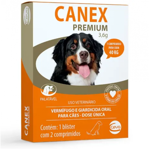 Vermífugo Ceva Canex Premium 3,6 g para Cães - 2 comprimidos