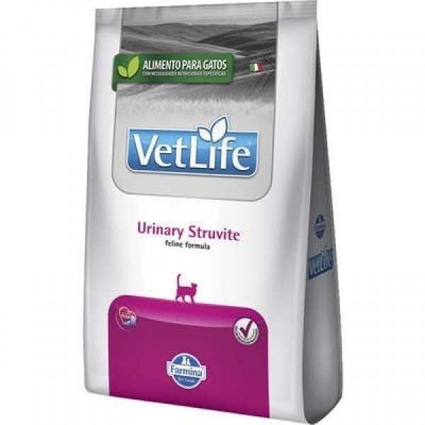 Ração Farmina Vet Life Urinary Struvite para Gatos Adultos com Distúrbios Urinários - 7,5kg