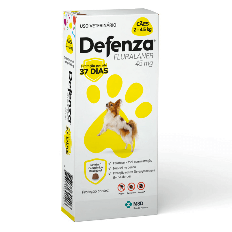 Defenza® Antipulgas e Carrapatos 45mg para Cães de 2 a 4,5 Kg Dose Única