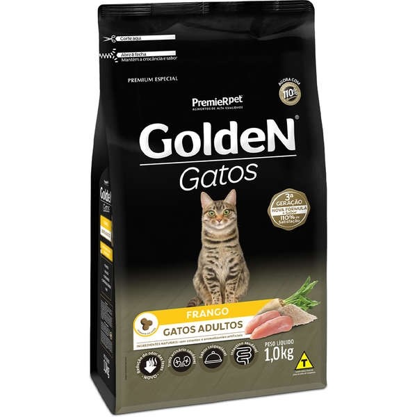 Ração Golden Gatos Adultos - Frango - 3Kg