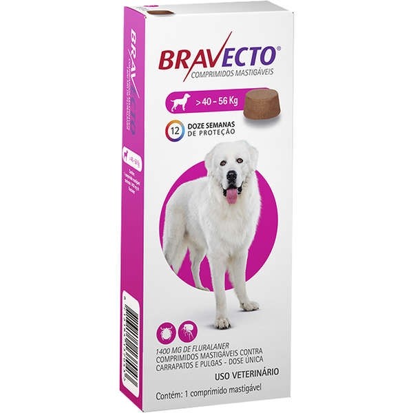 Antipulgas e Carrapatos MSD Bravecto para Cães de 40 a 56kg 1400mg