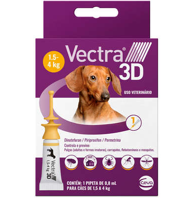 Antipulgas e Carrapatos Ceva Vectra 3D 0,8 mL para Cães de 1,5 a 4 Kg