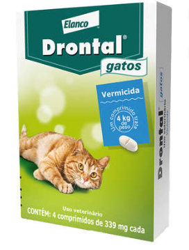 Vermífugo Drontal Gatos 4 Kg - 4 Comprimidos de 339 mg