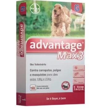 Antipulgas Advantage Max3 G para Cães 10 A 25kg - 1 Bisnaga