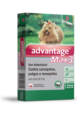 Antipulgas Advantage Max3  P para cães Até 4kg - 1 Bisnaga