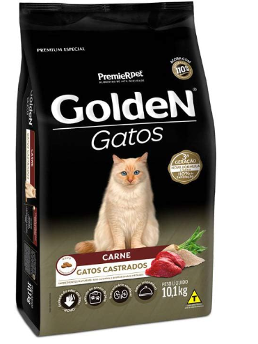 Ração Golden para Gatos Adultos Castrados Sabor Carne - 10,1kg Premier Pet
