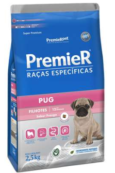 Ração Seca Premier Pet Raças Especificas Pug para Cães Filhotes Porte Pequeno 2.5kg