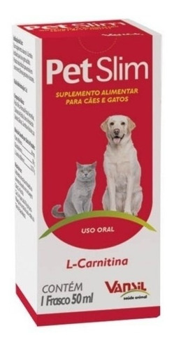   Pet Slim Suplemento Alimentar L-Carnitina para Cães e Gatos 50ml
